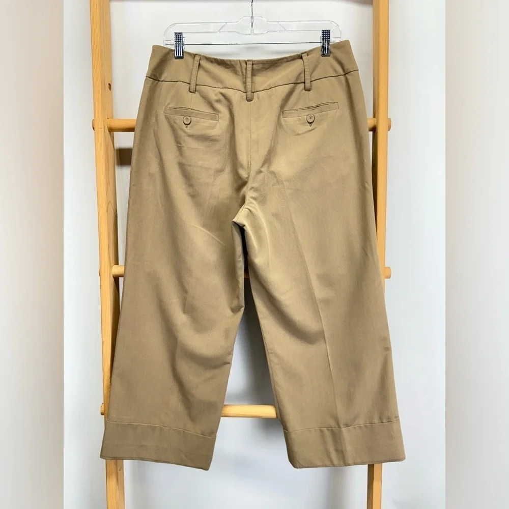 SANDRO Khaki cuff leg crop pants size 10 - Picture 6 of 12